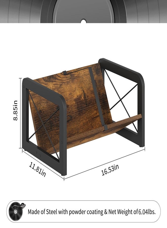 YINMIT Vinyl Record Holder, 80-100 LP Vinyl Record Storage Rack, Quick Assembly Album Display Rack, Retro Style Organizer for Magazine, Book, Files, Albums - Image 5